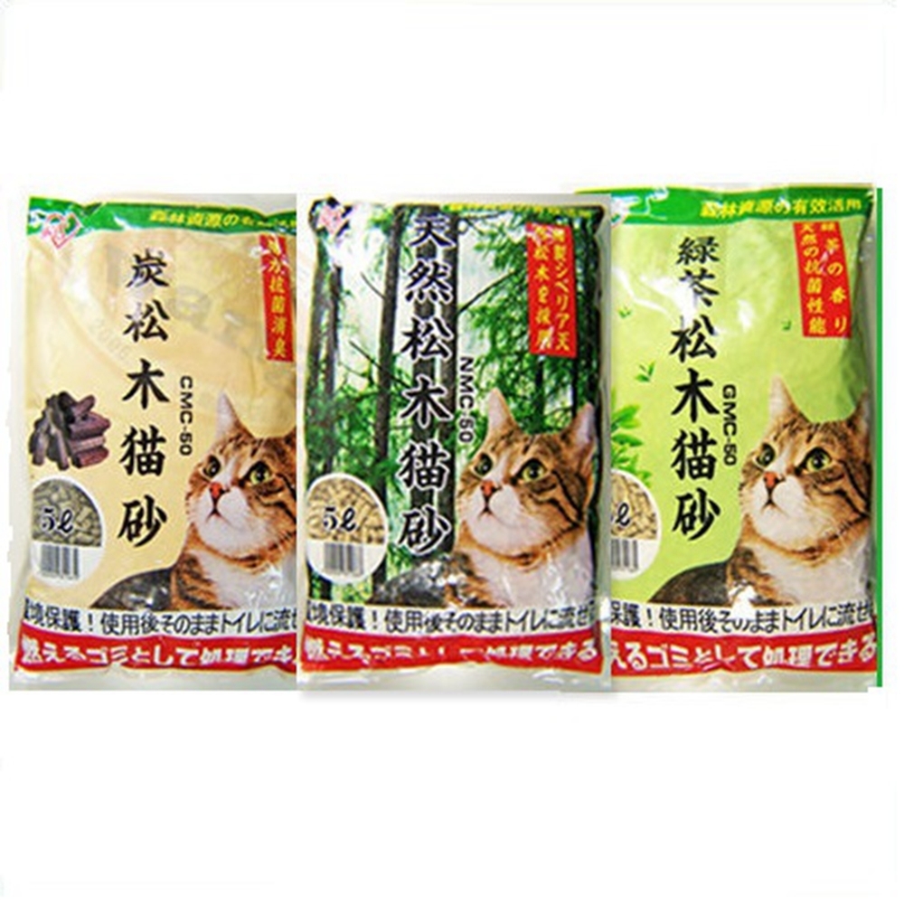 IRIS 松木貓砂 (天然/木炭/綠茶)5L/2.8kg 三包組
