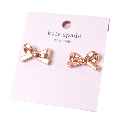 KATE SPADE 蝴蝶結針式耳環-玫瑰金