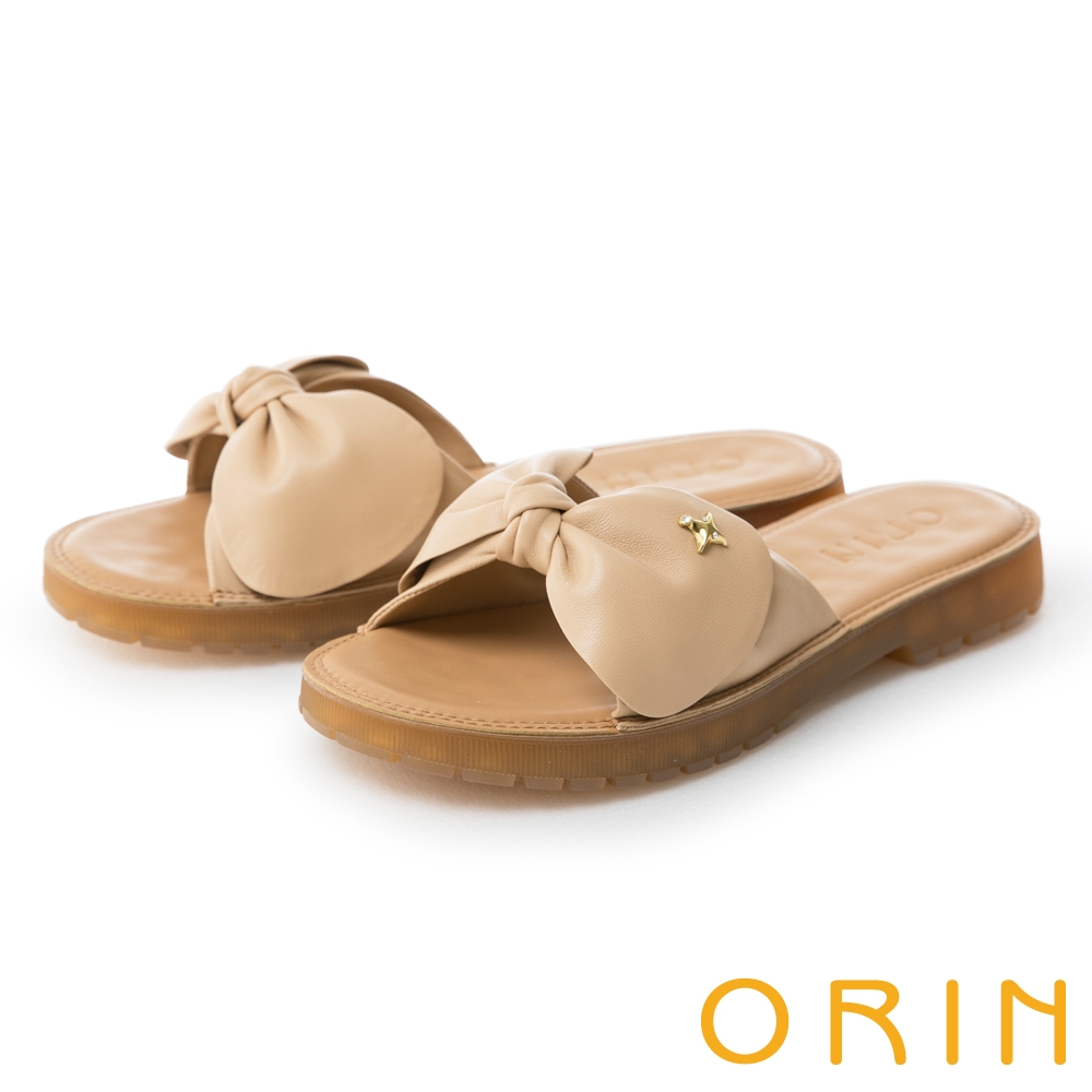 ORIN 質感羊皮蝴蝶結Q軟拖鞋 可可 product image 1