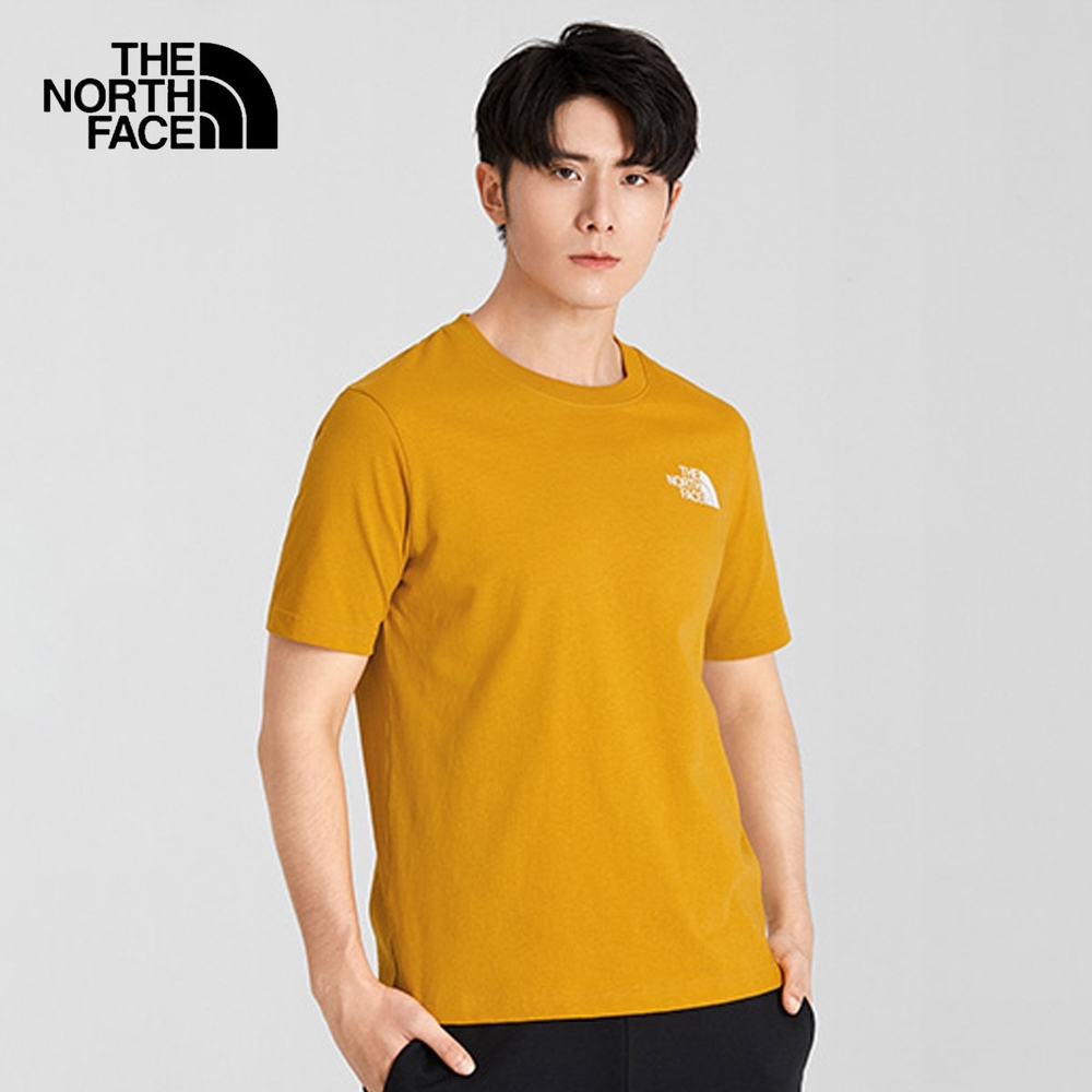 THE NORTH FACE 男款 背部LOGO印花圓領短袖T恤 黃-NF0A5AZEH9D