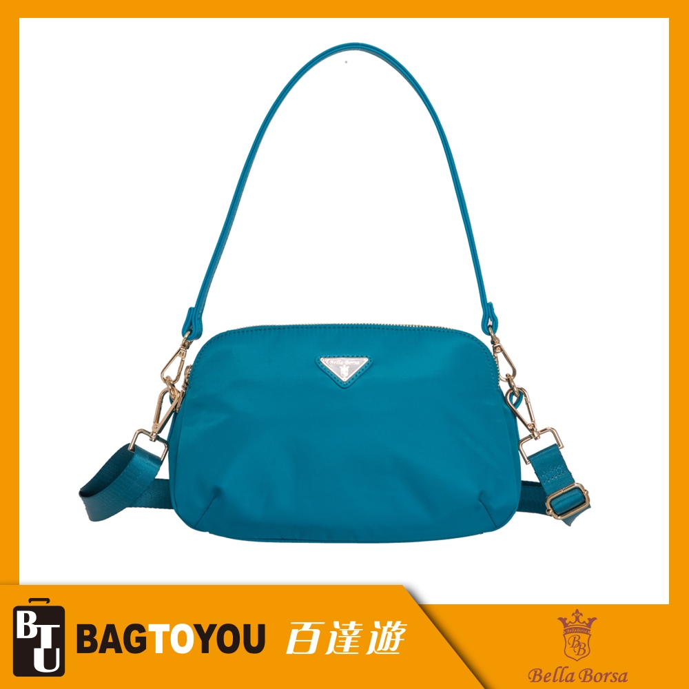 『官方正品』【Bella Borsa】多隔層兩用側背包-湖水綠 BB18A001GR