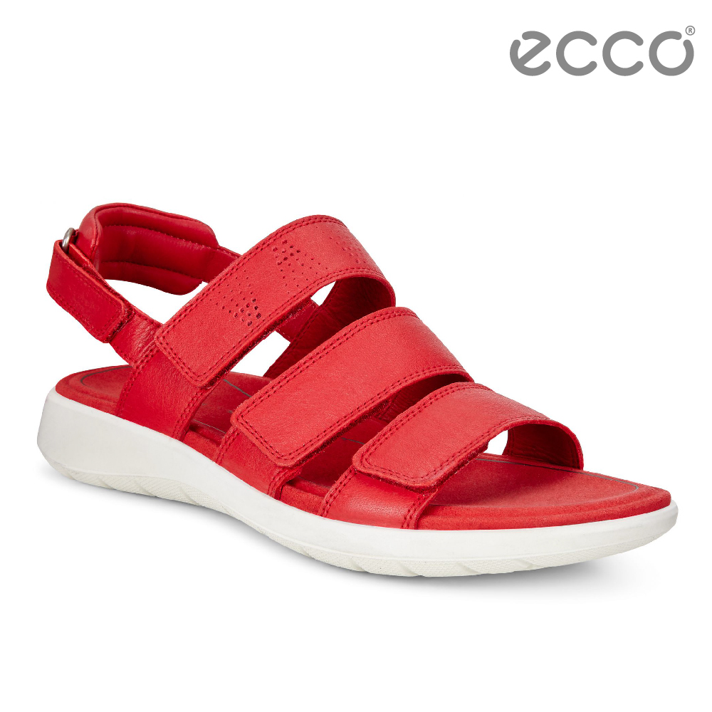 ECCO SOFT 5 SANDAL 魔鬼氈休閒涼鞋-紅