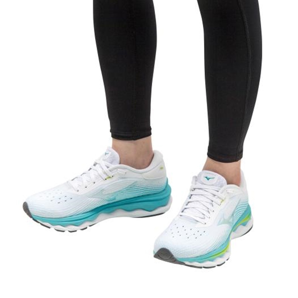 MIZUNO WAVE SKY 5 女 跑步鞋 白藍-J1GD210200