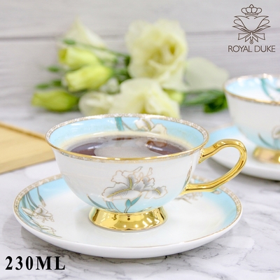 【Royal Duke】骨瓷咖啡對杯-白色蘭花(杯 水杯 杯子 咖啡杯 馬克杯 午茶杯 午茶組 花茶杯 伴手禮)