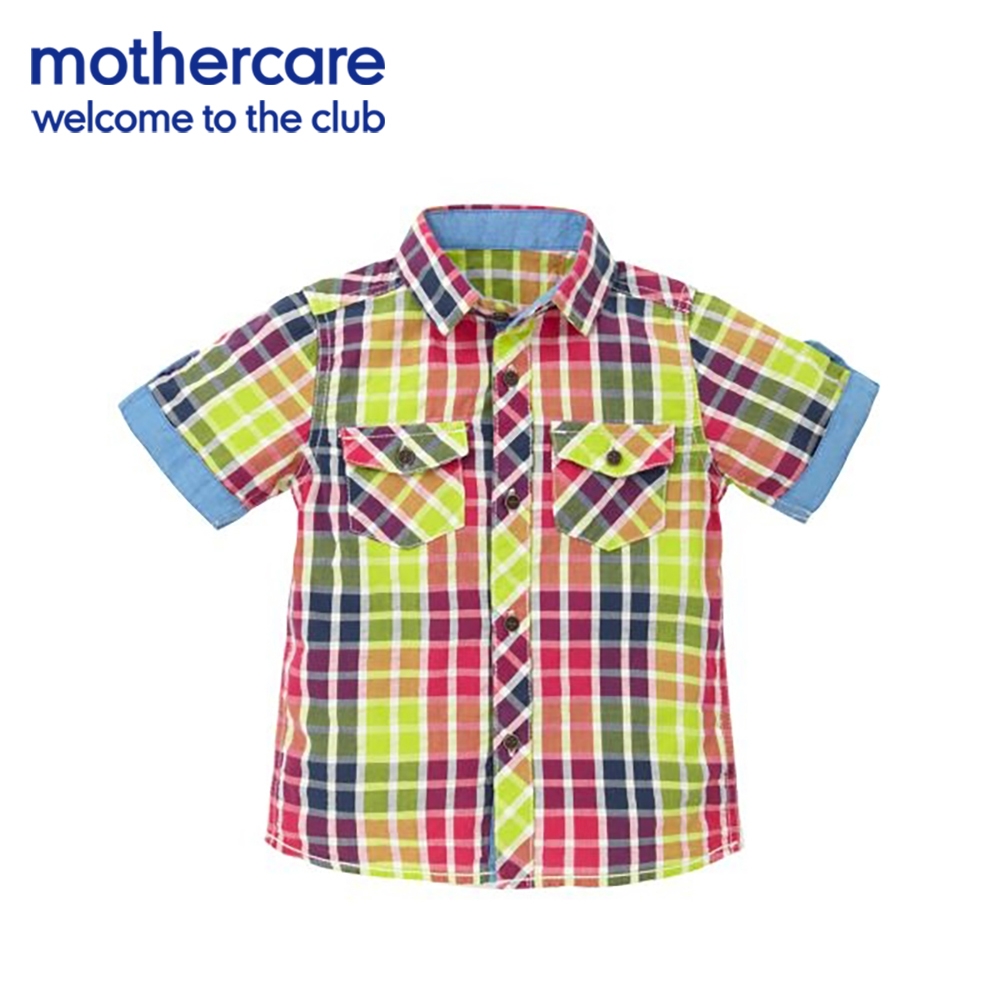 mothercare 專櫃童裝 黃粉格子短袖襯衫/上衣 (3-10歲)