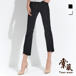 【TOWNWEAR棠葳】休閒開衩設計棉質九分褲 2色(女下身/女下著/口袋/長褲)