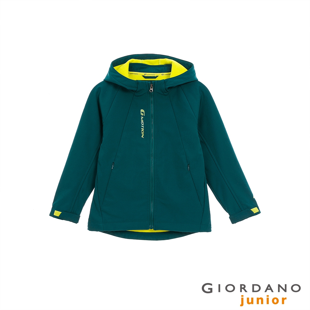 GIORDANO  童裝高機能連帽軟殼外套 - 51 孔雀綠