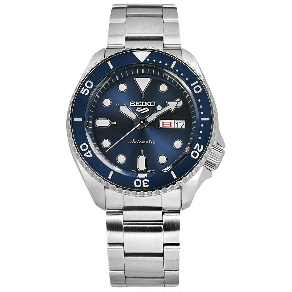 SEIKO 精工 5 Sports 機械錶 自動上鍊 不鏽鋼手錶 藍色 41mm