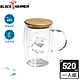 【BLACK HAMMER】木蓋雙層耐熱玻璃杯-520ml (把手) product thumbnail 1