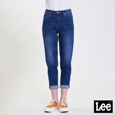 Lee 女款 413 高腰標準小直筒牛仔褲 中藍洗水