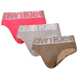 Calvin Klein Reconsidered Steel 棉質寬腰帶合身三角褲 CK內褲-桃、灰、咖啡 三入組