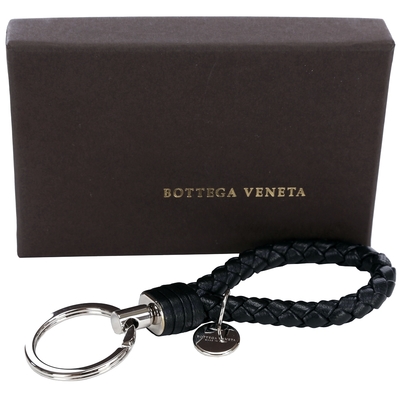 BOTTEGA VENETA 小羊皮編織鑰匙圈(黑色)