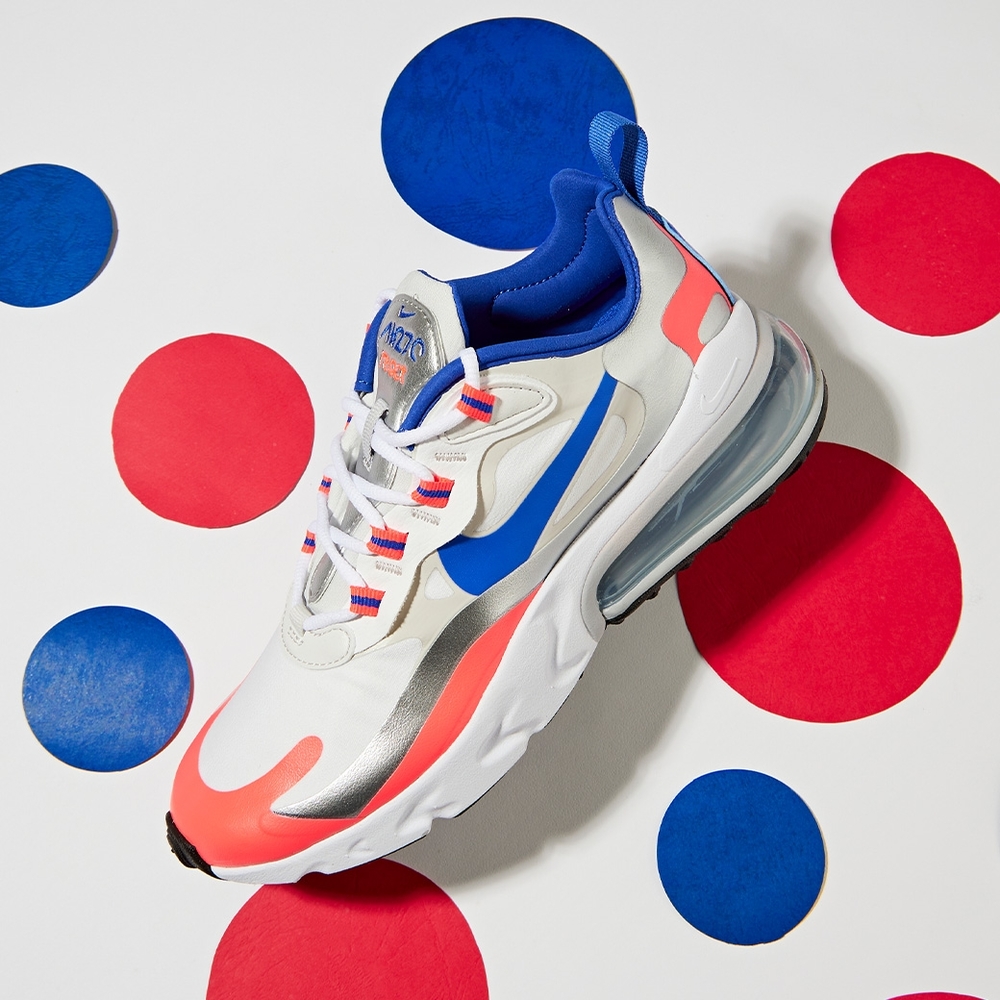 Nike Air Max 270 React 女鞋白色藍色氣墊輕量運動休閒鞋CW3094-100