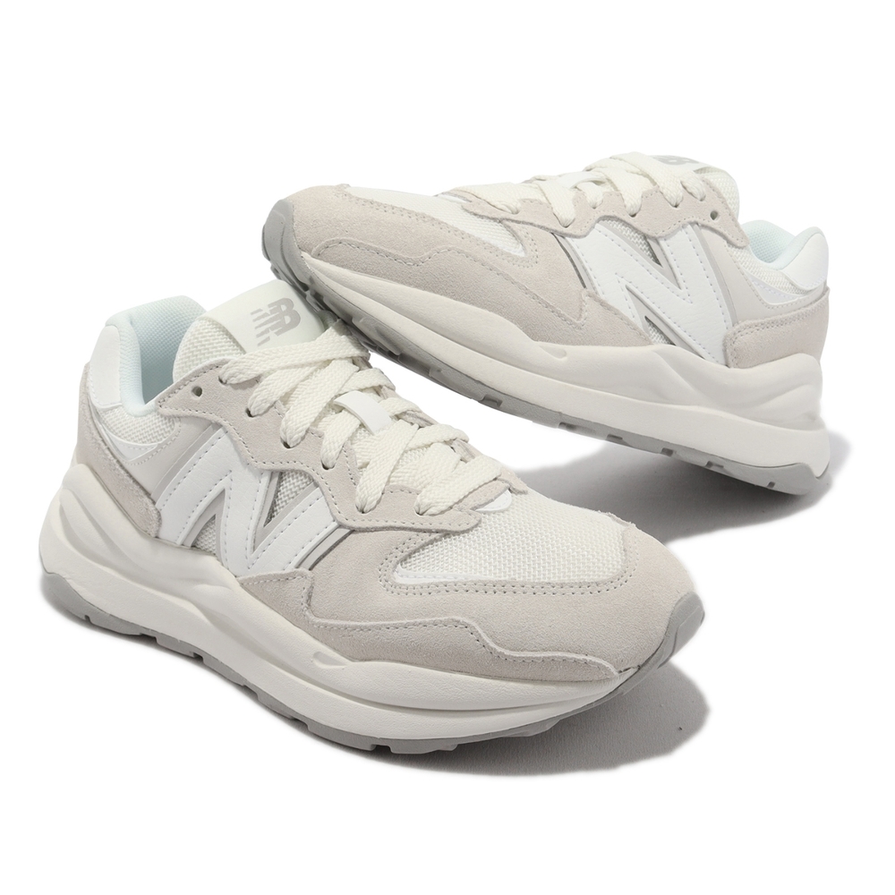 New Balance 休閒鞋57/40 女鞋5740 燕麥色白麂皮復古厚底NB 紐巴倫