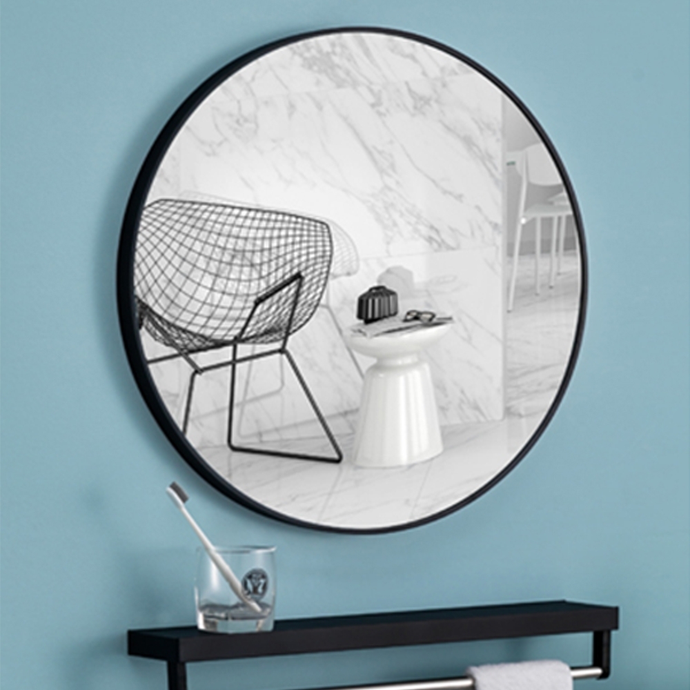 鋁框鏡系列-圓鏡-紳士黑 60x60cm