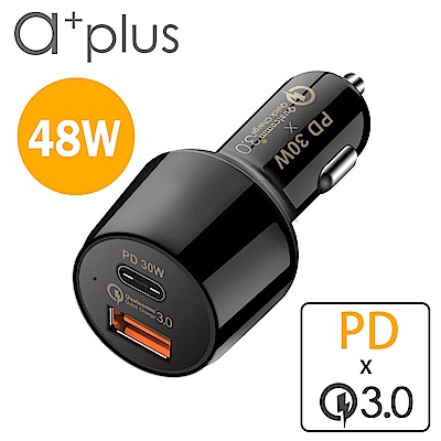 a+plus PD 30W + 高通認證QC3.0 超急速車用充電器 ACC-QCPD30