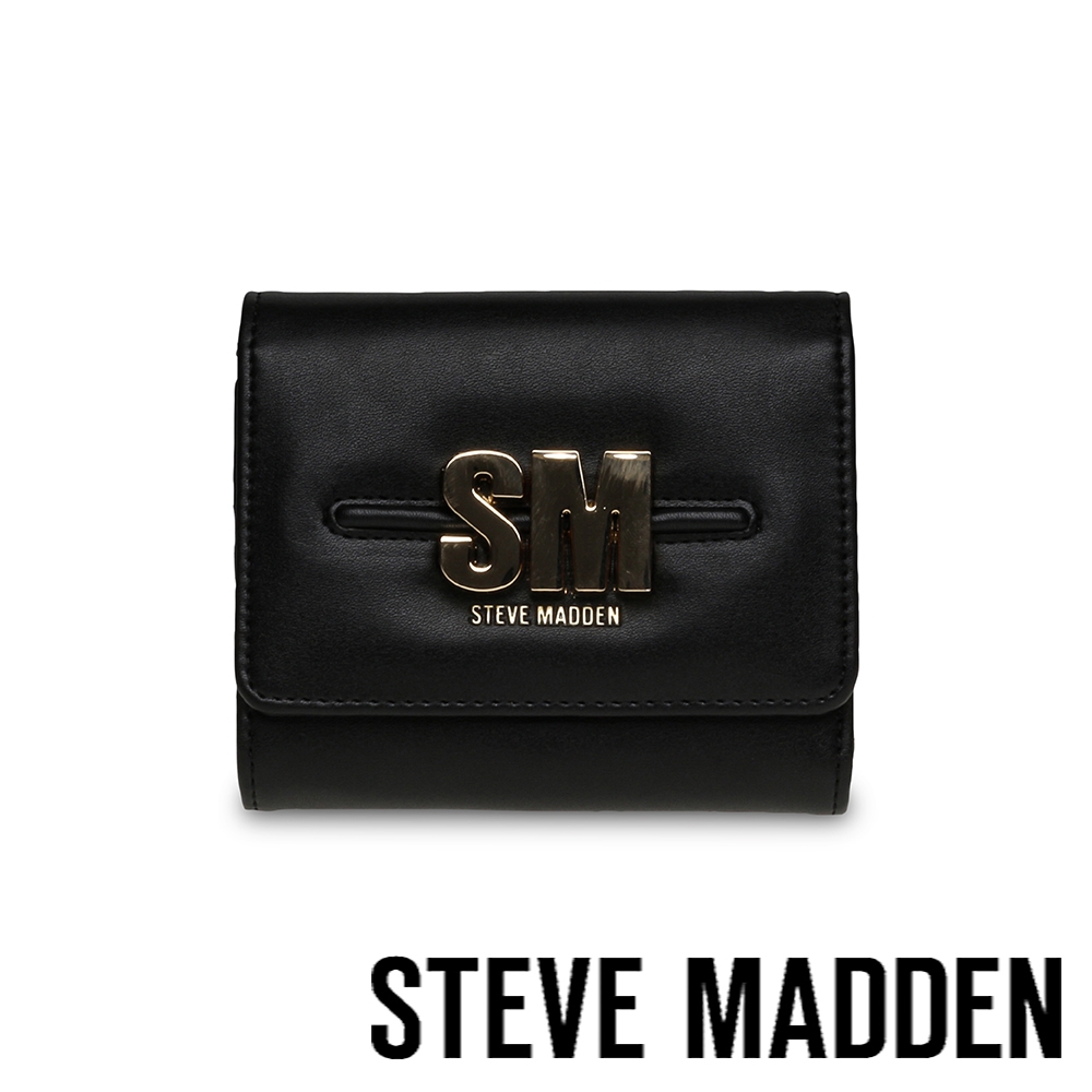 STEVE MADDEN-BZURIE 金飾皮革短夾-黑色