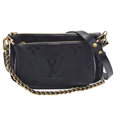 LV M80399 MULTI POCHETTE ACCESSOIRES Empreinte牛皮組合斜背包(黑色)