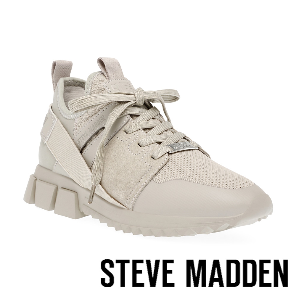 STEVE MADDEN-DECEND 拼接綁帶休閒鞋-杏灰色