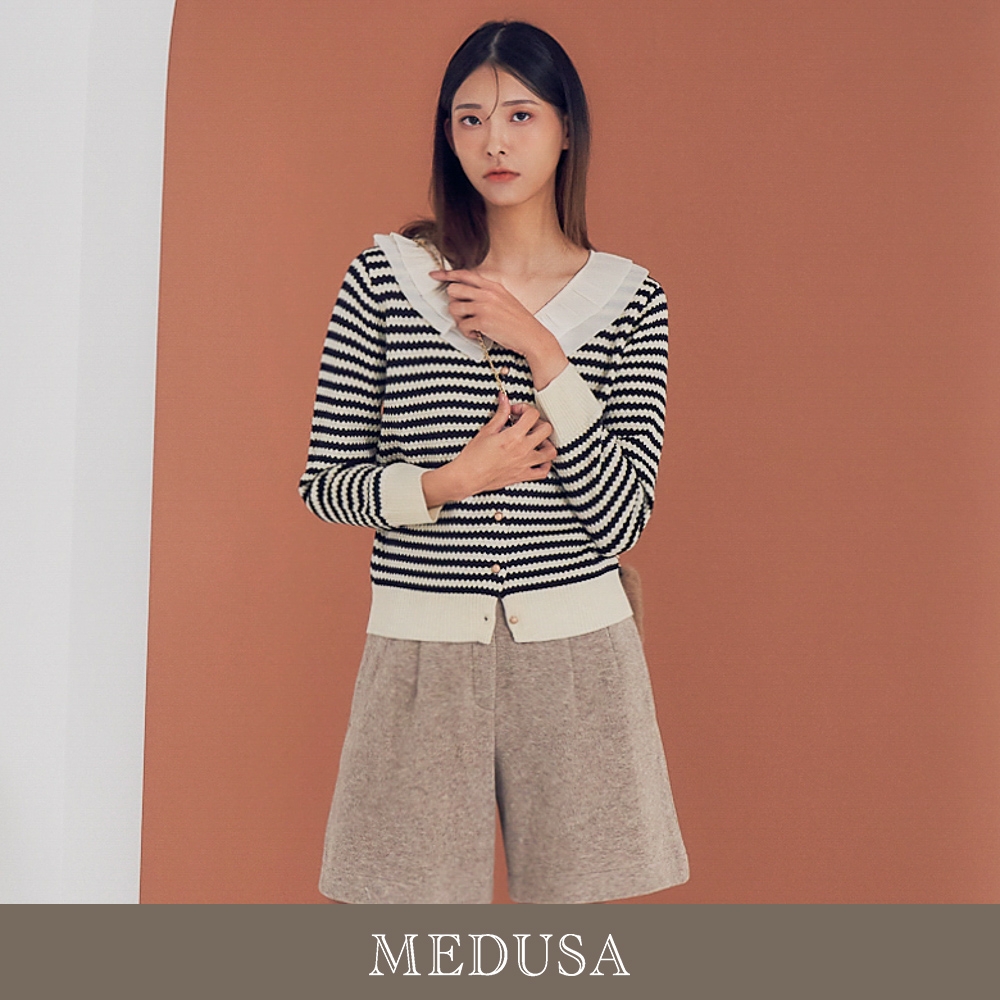 現貨【MEDUSA 曼度莎】I'care 復古金釦大領針織開衫（F）｜女上衣 長袖上衣 針織外套