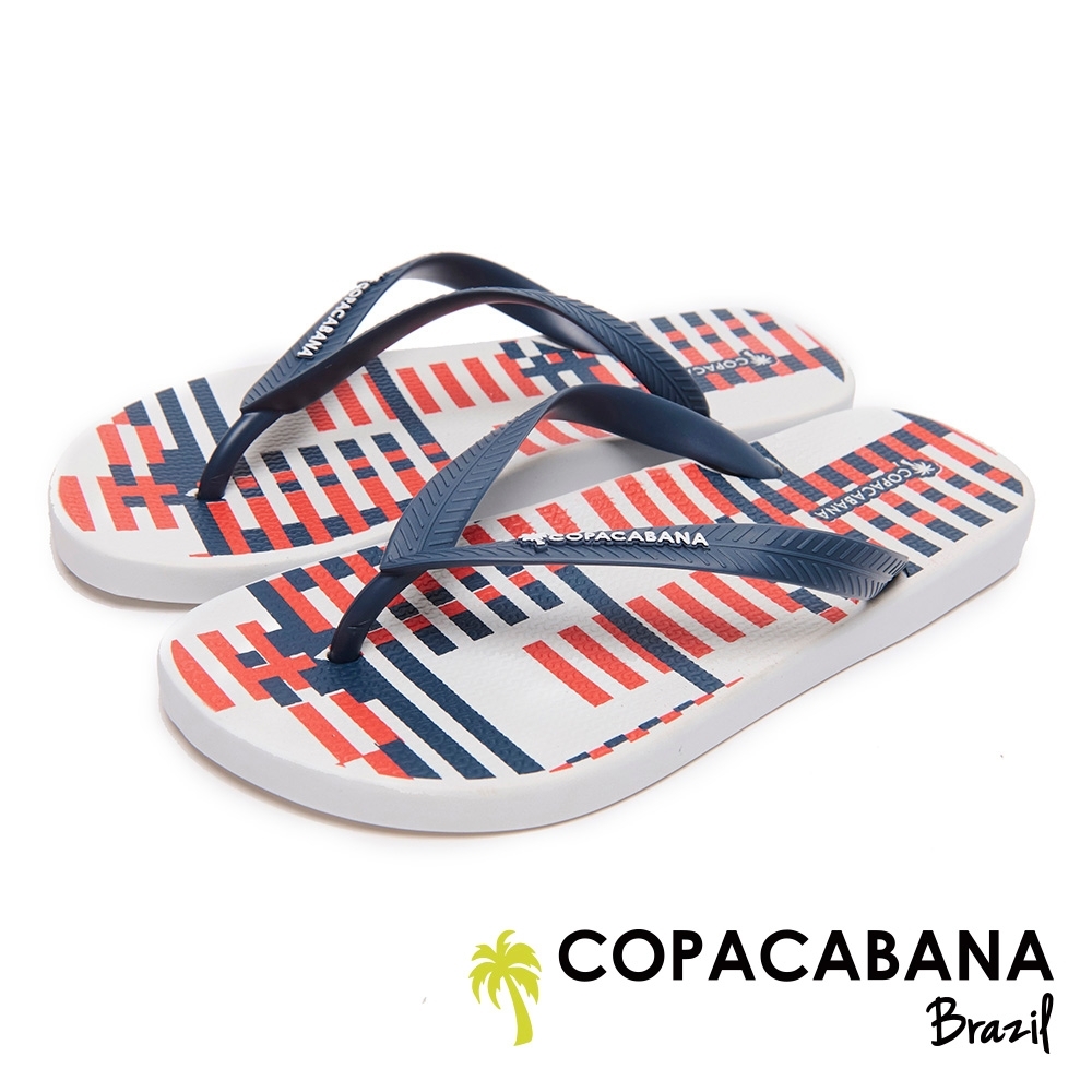 Copacabana 巴西藝術格紋人字鞋-紅/藍