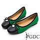 GDC-氣質風蝴蝶結飾釦真皮圓頭平底包鞋-綠色 product thumbnail 1