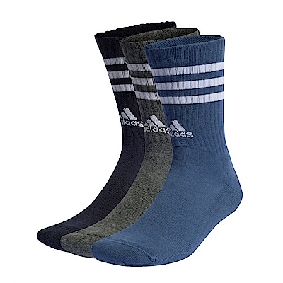Adidas 3S C SPW CRW 3P [IP2639] 中筒襪 3雙入 運動 訓練 休閒 足弓支撐 透氣 黑灰藍