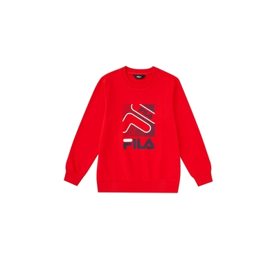 FILA KIDS 童長袖圓領上衣-紅色 1TEX-8902-RD