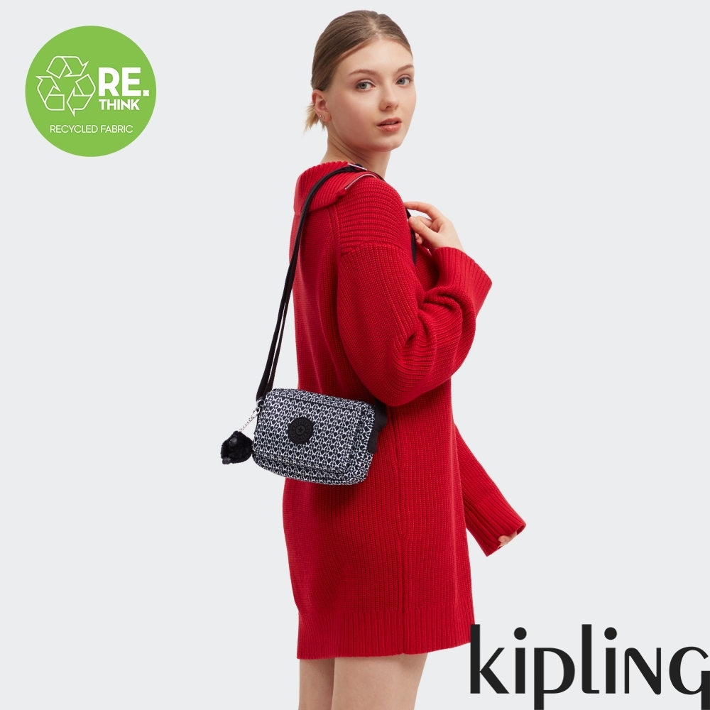 Kipling 經典老花前後加寬收納側背包-ABANU