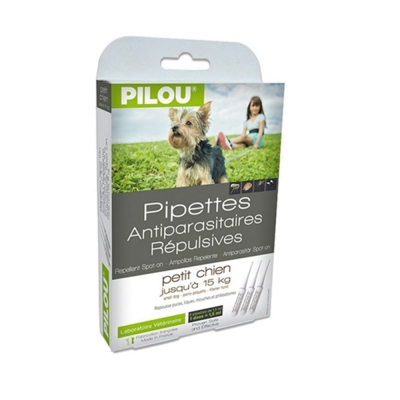 法國皮樂Pilou第二代加強升級-非藥用除蚤蝨滴劑-幼/小型犬用(3支各1.5ml-5kg以下兩盒組