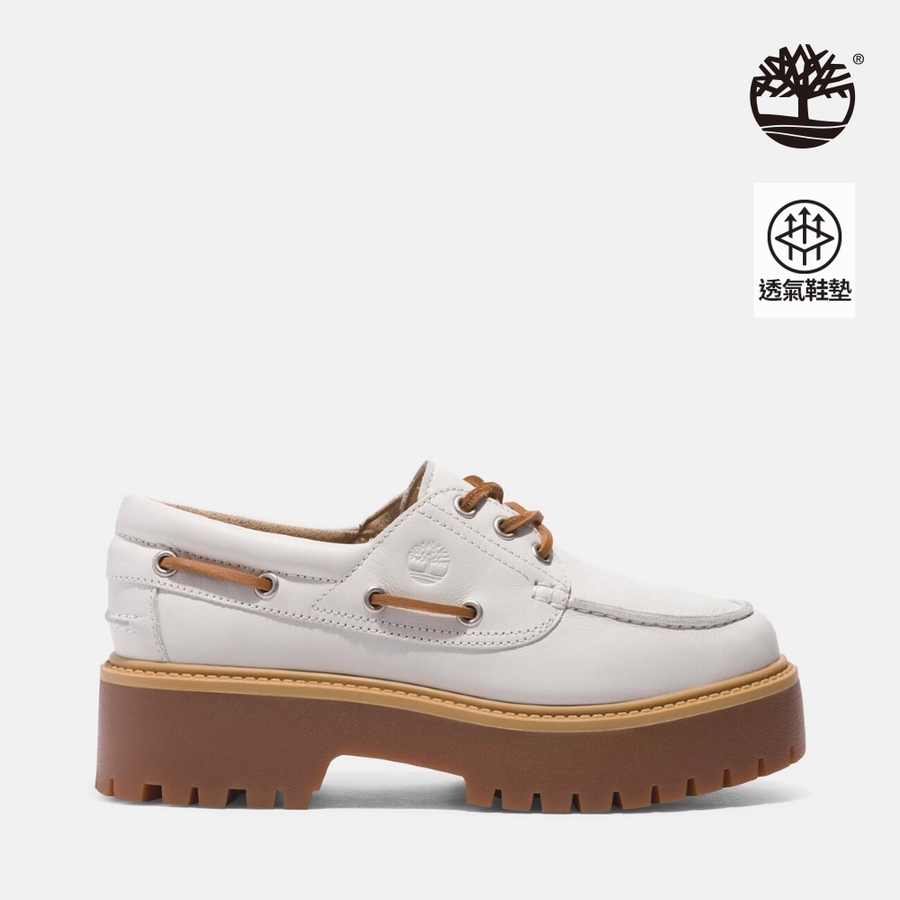 Timberland 女款白色 Stone Street 三孔帆船鞋|A64F4EM2