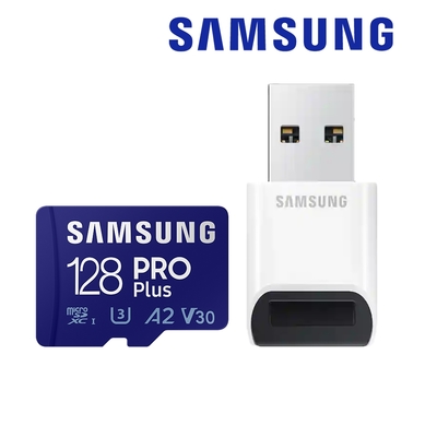 SAMSUNG 三星PRO Plus microSDXC UHS-I U3 A2 V30 128GB記憶卡 含高速讀卡機 公司貨 (MB-MD128KB/WW)