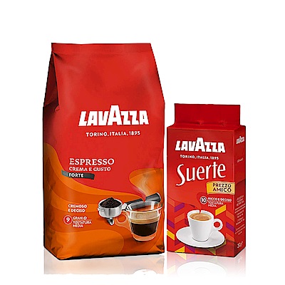 LAVAZZA 濃醇咖啡豆(1000g)+每日咖啡粉(250g)