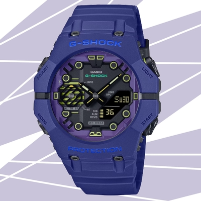 CASIO 卡西歐 G-SHOCK 網路空間 科幻宇宙 智慧藍芽連結雙顯錶-藍 GA-B001CBR-2A