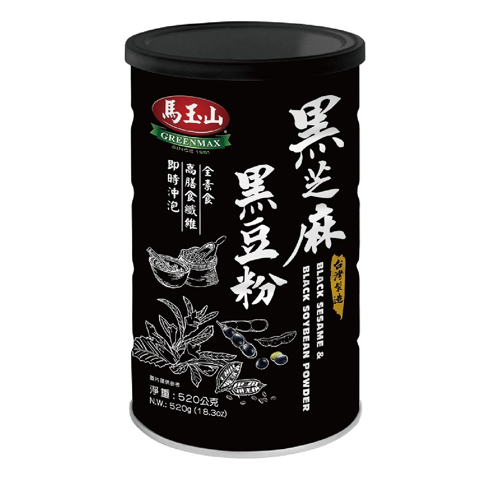 【馬玉山】黑芝麻黑豆粉520g(罐)