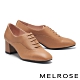高跟鞋 MELROSE 復刻極簡純色牛皮方頭高跟鞋－棕 product thumbnail 1