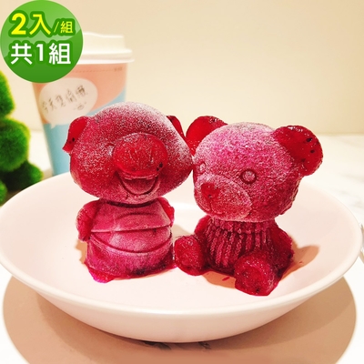 樂活e棧-療癒系蒟蒻冰晶凍-初吻熊心動豬組2入x1組(全素 甜點 冰品 水果)
