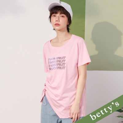 betty’s貝蒂思 複製英文繡花抽繩T-shirt(粉色)