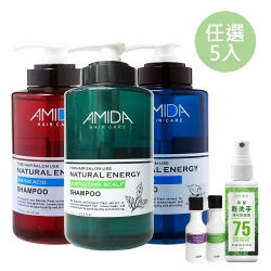 Amida 蜜拉專業洗髮全家大小組（1000ml*5+乾洗手90ml+60ml洗髮旅行瓶*2)