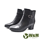 W&M(女)造型鑽飾皮釦拉鍊短靴 女鞋-黑色 product thumbnail 1