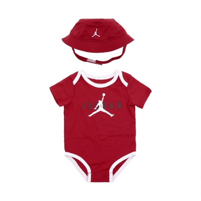 Nike 包屁衣 Jordan Baby 寶寶上衣 紅 白 新生兒 喬丹 漁夫帽 0~12個月 JD2313026NB-002