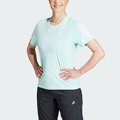Adidas Own The Run Tee [IL4131] 女 短袖上衣 亞洲版 運動 慢跑 路跑 反光 透氣 水藍