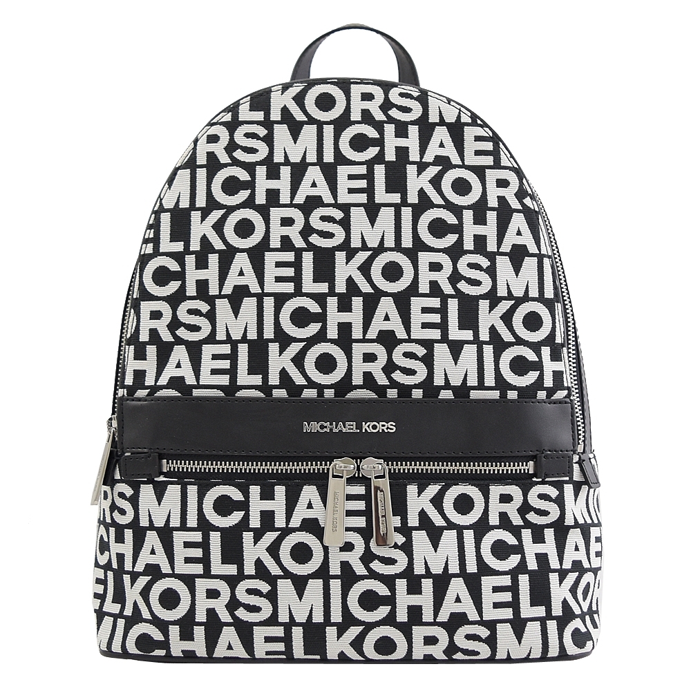 MICHAEL KORS KENLY 滿版LOGO帆布拉鍊後背包(黑)