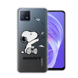 史努比/SNOOPY 正版授權 OPPO A73 5G 漸層彩繪空壓手機殼(紙飛機)