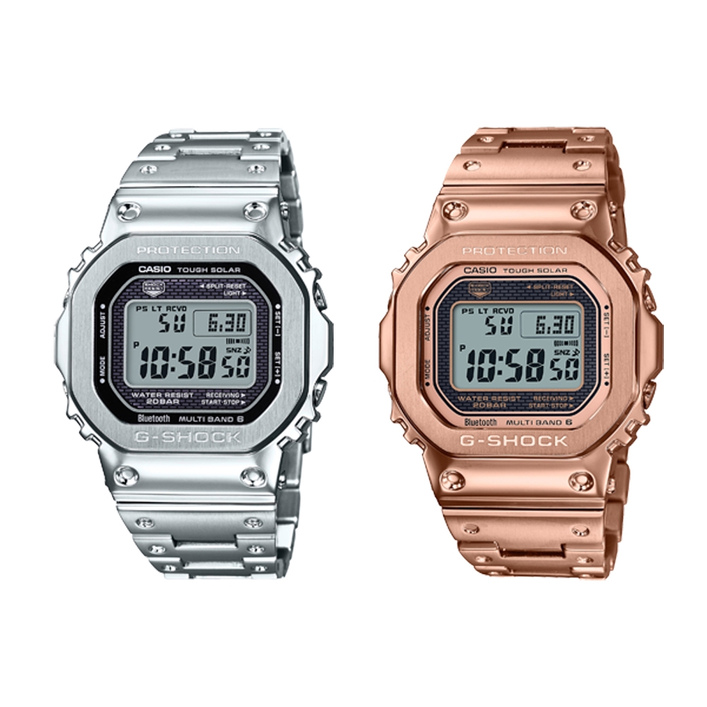 CASIO卡西歐G-SHOCK 電波藍牙太陽能電力全金屬經典對錶GMW-B5000D-1