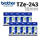 【10入組】brother 原廠護貝標籤帶 TZe-243 (白底藍字 18mm) product thumbnail 2