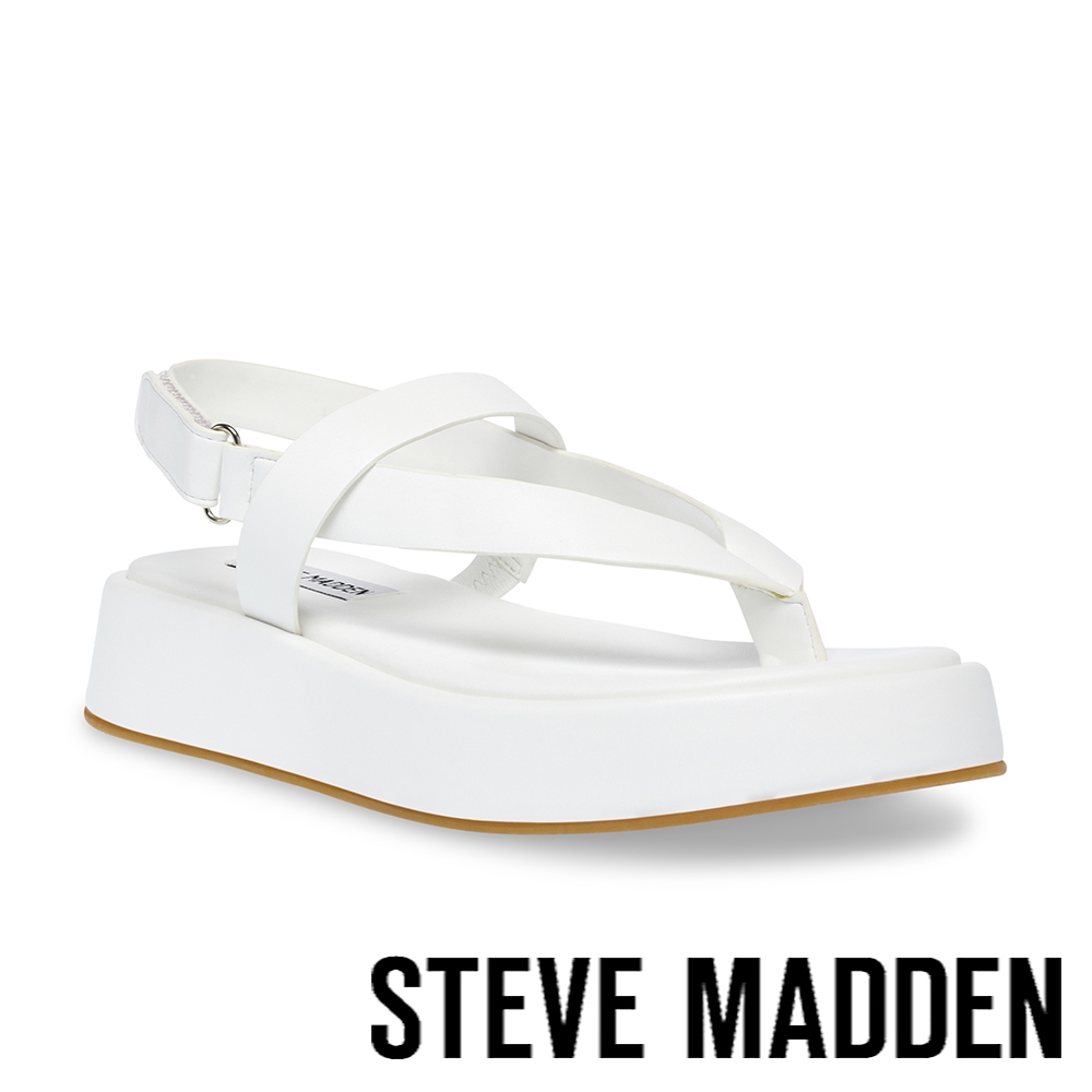 STEVE MADDEN-BIGTIME 夾角皮帶厚底涼鞋-白色