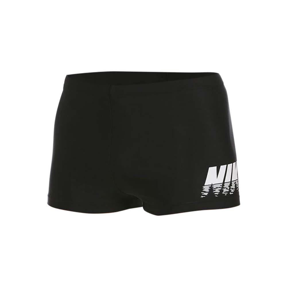 NIKE SWIM 成人男性四角泳褲-泳裝 游泳 戲水 海邊 沙灘 平口泳褲 NESSB566-001 黑灰白