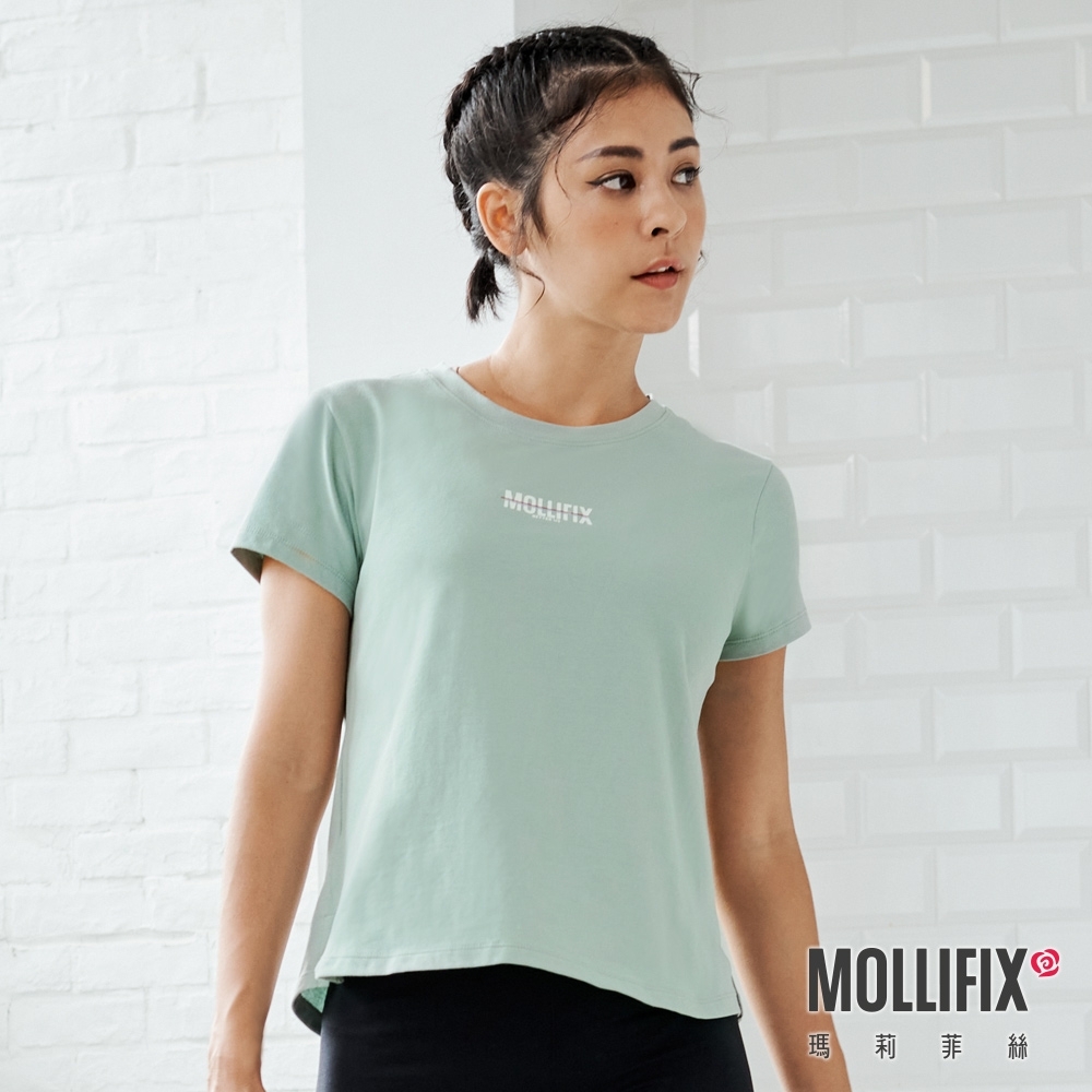 Mollifix 瑪莉菲絲 簡約造型短袖上衣 (綠)