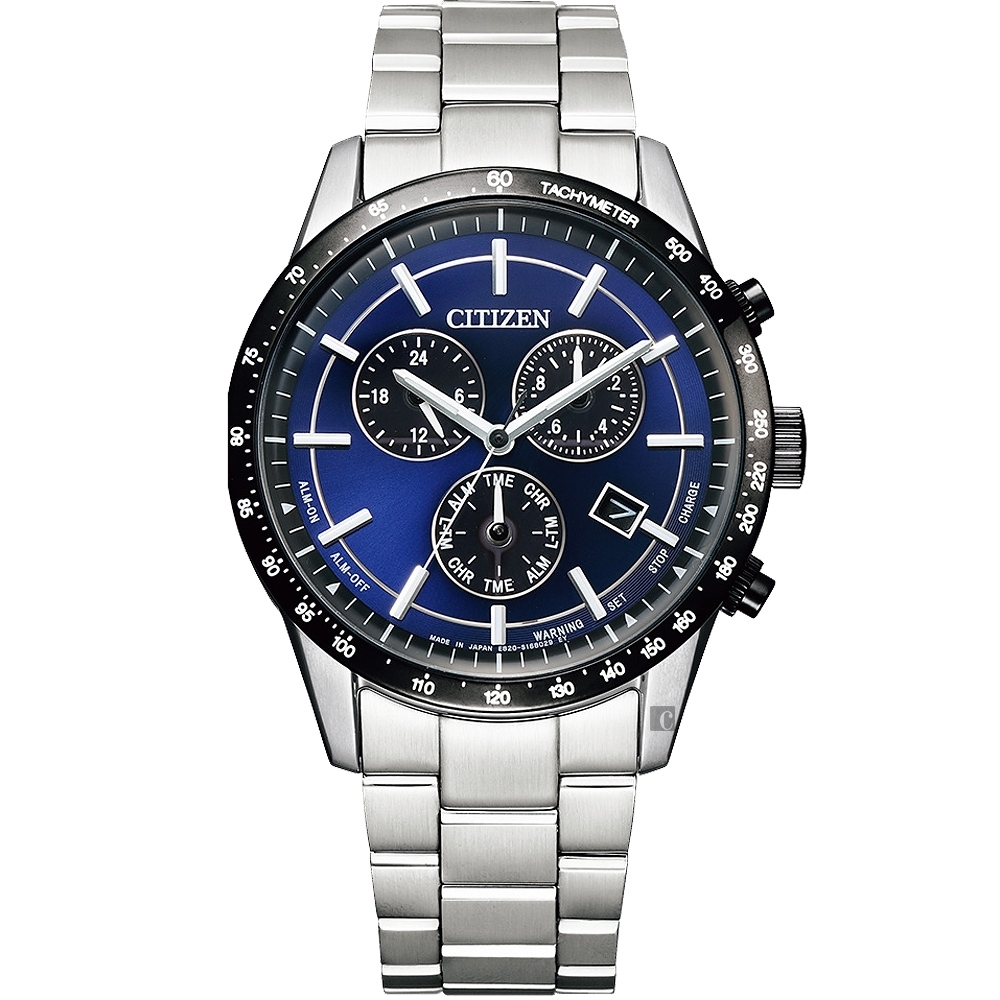 CITIZEN 星辰萬年曆計時手錶 送禮首選-藍/39.5mm BL5496-96L